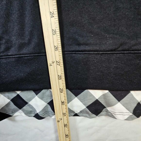Woman Within Plus Size Layered Look Sweatshirt 2X Black & White Checked - Picture 5 of 8